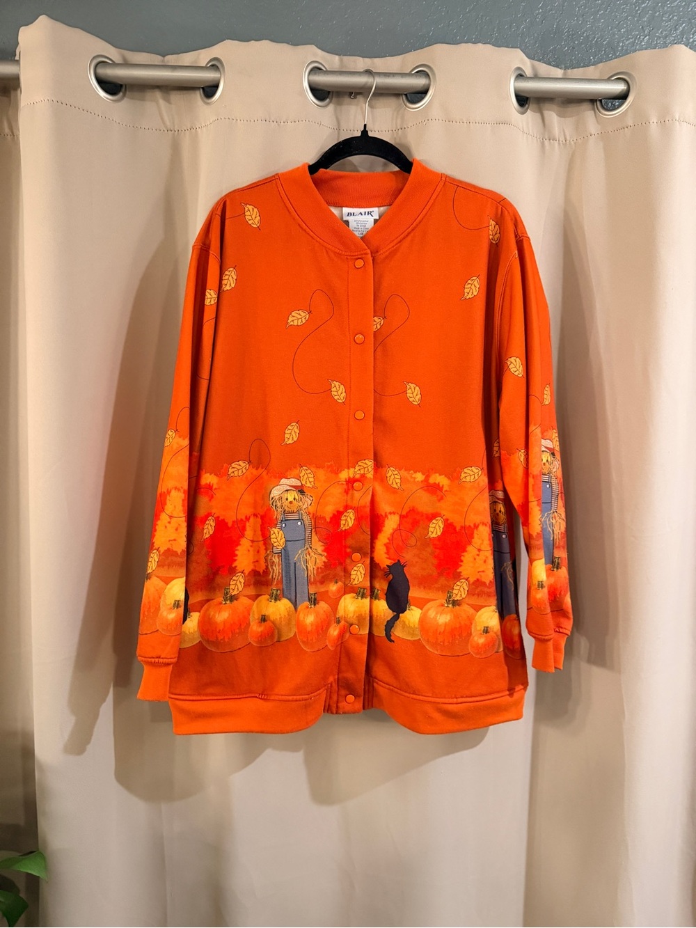 Blair Orange Pumpkin-Print Bomber Jacket